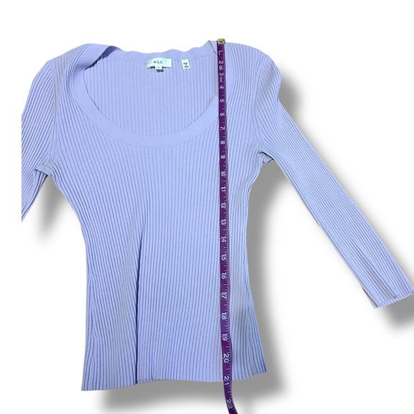 A.L.C. Brendan Stretchy Long Sleeve Ribbed Shirt Lilac Purple Size Small Spring - Picture 7 of 10